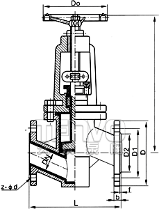 J41F46直通式襯氟截止閥結構圖