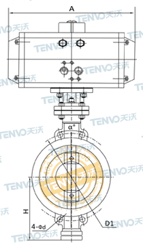 D673H對(duì)夾式氣動(dòng)硬密封蝶閥結(jié)構(gòu)圖